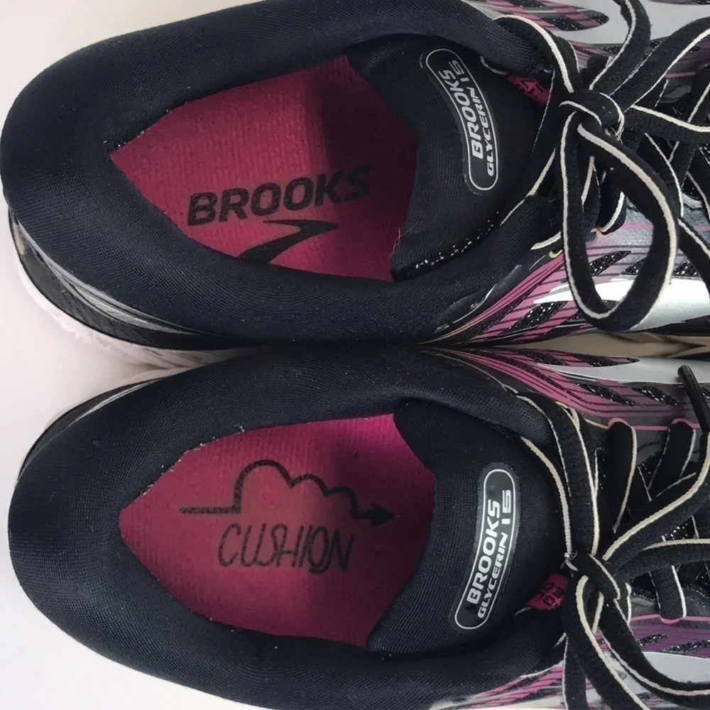 Brooks Women’s Black Purple Rainbow Glycerin 15 Running Shoes Size 9.5